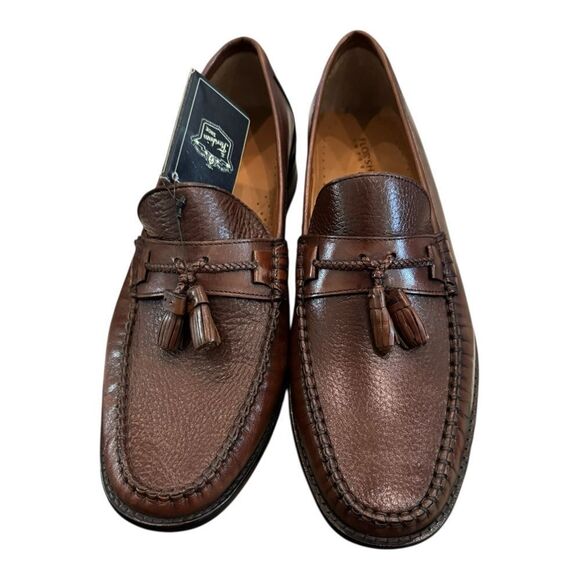 New Florsheim Brookfield Cognac Tassel Men\'s Leather Loafers 9.5